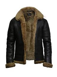 Brandslock Men Genuine Sheepskin Leather Jacket Bomber B3 Flying Shearling Brown Mens Leather Bomber Jacket Leather Jacket Men Jackets Men Fashion