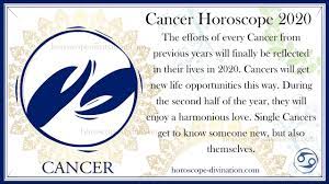 The chemistry between yourself and a particular person could be just what the doctor ordered!a cause for celebration may be in the cards by the time evening comes around. Cancer Horoscope 2020 Yearly Horoscopes For 2020