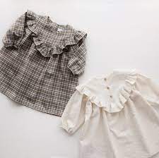 𝘀 𝗮 𝗻 𝗶 on instagram 10 13 mama made lien vヨークフリルワンピース 80 110size cotton check embroidery 普段使いしやすい秋色のチェックも𖠁 フリル部分はブラウンの糸で巻きロック処 trẻ con mac