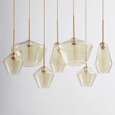 Sculptural Glass 7 Light Geo Chandelier Champagne