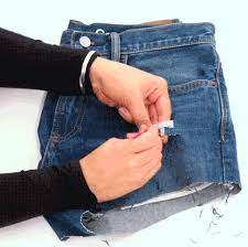 While looking at your reflection, draw a dot on the outer side of your leg at the point where you want the shorts to fall. Denim Cutoff Tutorial How To Turn Jeans Into Cutoff Shorts