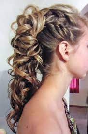 French Braids Into High Curly Ponytail Hair Styles Half Up Half Down Hair Prom Straight Back Hairstyles