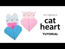 Origami Cat Heart Tutorial Diy Collab With Origami Tree Youtube Origami Cat Cute Origami Origami Heart