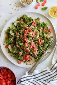 Watermelon Quinoa Kale Salad Flora Vino Recipe Kale Quinoa Salad Quinoa Kale Vegan Salad Recipes