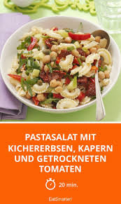 Pastasalat Mit Kichererbsen Kapern Und Getrocknet Rezept Pasta Salat Kichererbsen Pastasalat