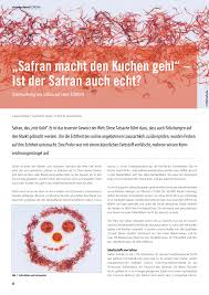 Die färbekraft ist so stark, dass bereits eine kleine menge safran genügt. Pdf Safran Macht Den Kuchen Gehl Ist Der Safran Auch Echt