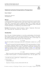 Pdf Statistical Mechanical Interpretation Of Temperature