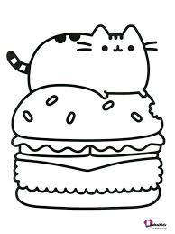Cute Pusheen Cat Eating Burger Coloring Page Collection Of Cartoon Coloring Pages For Teena Cartoon Coloring Pages Cute Coloring Pages Pusheen Coloring Pages