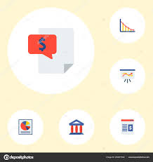 Set Of Finance Icons Flat Style Symbols With Bill