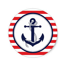 Red And Navy Blue Ahoy Nautical Anchor Classic Round Sticker Custom Spooky Halloween St Nautical Theme Birthday Nautical Themed Party Nautical Party Printables