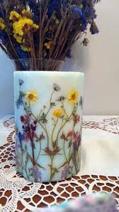 Make some mod podge on a scrap of paper. Thalia Kikiza Pressed Flower Candles Pressed Flower Candles Pressed Flowers Diy Dried And Pressed Flowers