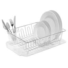 Wooden clothes drying rack bed bath beyond. Salt Large Dish Drainer In Silver Bed Bath Beyond