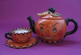 Halloween Tea Set Allyson Nagel A N Original Porcelain Etsy Halloween Teapot Themed Tea Tea Set