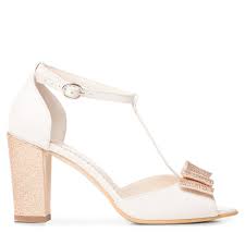 Find badgley mischka, kate spade new york, vince camuto, jessica simpson, and more at dillard's. White Bridal Shoes With T Strap Rose Gold Block Heel Peep Toe Default Store View