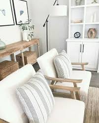 Console Table Behind Accent Chairs Farm House Living Room Wall Decor Living Room Living Room Designs