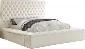 Upholstered bed with deep tufting with storage rails and footboard queen. Meridian Queen Size Storage Bed Blisswhiteq White Appliances Connection