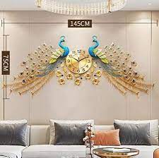 Amazon Com Rfghj Large Double Peacock Wall Clock Metal Digital Wall Watch Home Decor Living Room Be In 2021 Wall Clocks Living Room Clock Wall Decor Wall Clock Design