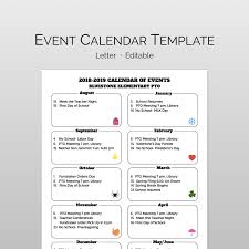 Monthly Calendar Of Events Flyer Template School Calendar Event Calendar Event Calendar Template