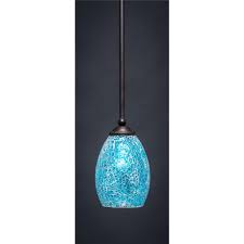 560 Dg 5055 Toltec Lighting 560 Dg 5055 Zilo 1 Light Mini Pendant In Dark Granite Finish With 5 Turquoise Fusion Glass Goinglighting