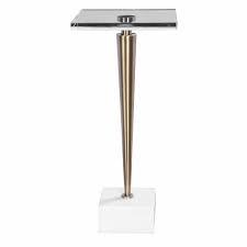 Maybe you would like to learn more about one of these? Luxe Tapered Gold Metal Pedestal Table White Marble Crystal Top Square Drink
