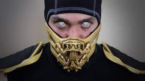 And he looks like this. Mortal Kombat Scorpion Homemade Mask Youtube