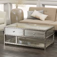 Ryanne Studded Mirrored 2 Drawer Coffee Table Mirrored Coffee Tables Furniture Unique Coffee Table