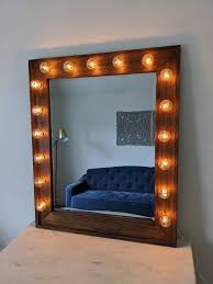 Vanity Mirror Plug In Dark Wood