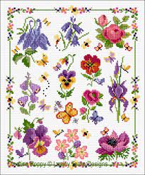 Cross stitch flower patterns small. Lesley Teare Designs 12 Flower Sampler Cross Stitch Pattern