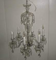 Strass crystal chandeliers in the shape of a basket lined with square stones. Vintage Bohemian Crystal Chandelier Antiques On Anticoantico