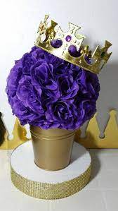 Flower Pail Purple And Gold Baby Shower By Platinumdiapercakes Baby Shower Princess Royal Baby Showers Baby Shower Purple
