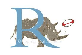The letter r comes roaring to life in our meet the letter r story. Story Letter Print R Rugby Rhino Personalised Illustrated Alphabet Letters Prints Placemats Cards From Sal