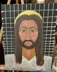 I painted a picture of Jesus using water color paint and digital editing.