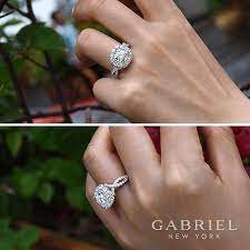 14k White Rose Gold Round Double Halo Diamond Engagement Ring Wedding Ring Designs Wedding Rings For Women Wedding Ring Bands