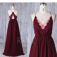 Bridesmaid Dress Wine Chiffon Dresswedding Dressillusion Lace V Neck Maxi Dresscriss Cross Strap In 2020 Burgundy Bridesmaid Dresses Wine Dress Wine Bridesmaid Dresses