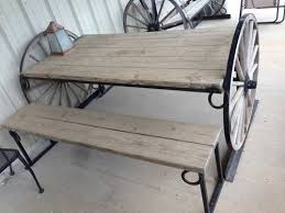 Wagon Wheel Picnic Table Custom Built Large Heavy Duty Rustic Wagon Wheel Decor Wagon Wheel Picnic Table