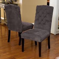 Set Of 4 Elegant Gray Linen Upholstered Parsons Dining Chairs W Tufted Back Ebay Tufted Dining Chairs Fabric Dining Chairs Parsons Dining Chairs