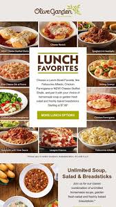 The olive garden lunch hours starts from 11.00 am and continues till 3.00 pm. Now Serving Even More Options At Lunch Olive Garden Email Archive