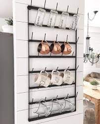 Cup rack round mug holder can store and display up to 13 cups, used for coffee cup holder, mug tree, cup holder, etc. Coffee Mug Holder For The Wall Shiplap Wall Diy Small Kitchen Storage Farmhouse Wall Decor