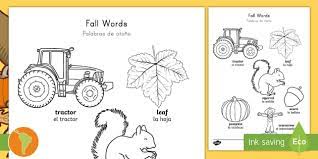 Right now, we recommend color language coloring page for you, this article is related with disney jake and the neverland pirates coloring pages. Fall Words Coloring Worksheet Worksheet English Spanish Fall Themed