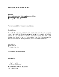 Carta De Solicitud De Permiso De Avisos Y Tableros Carta De Solicitud Aviso Cartas