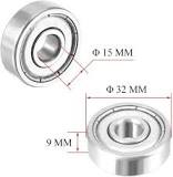 6002ZZ 15 x 32 x 9 mm Deep Groove Ball Bearing, 8 Pcs Double ...