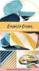 Learn how to do a yarn over in knitting when you are increasing the corner to corner baby blanket. How To Knit A Corner To Corner Baby Blanket With Free Pattern Smiling Colors Knit Baby Blanket Pattern Free Baby Blanket Knitting Pattern Knitted Blanket Squares