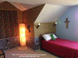 Minecraft Themed Bedroom I Made The Bed Area To Look Like Inside A Minecraft House The Side Walls Minecraft Room Decor Minecraft Room Minecraft Bedroom Decor