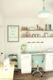Cute Ikea Light Spray Painted Aqua White Craft Room Small Craft Rooms Craft Room Furniture