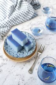 Blue Butterfly Pea Kuih Lapis Asian Inspirations Recipe Asian Desserts Cafe Food Desserts