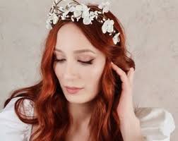 White Bridal Floral Crown, Rustic Twig Headpiece, Branch Headband, Woodland  Boho Crown, Hydrangea Flower Hair Accessory, Hair Vine Tiara