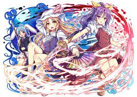 danmakuheroines 綿月姉妹 朱シオ のイラスト pixiv 東方 danmakuheroines 綿月姉妹 パズドラ風 東方 かわいい イラスト 芸術的アニメ少女