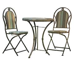 We can't think of any garden this bistro set won't suit. Backyard Expressions Colorful Wooden Slats Garden Bistro Set Qvc Com