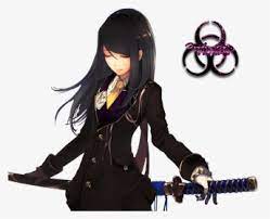 We all love romantic anime series that features couples, along with their sweet stories and hardships. Drawn Katana Anime Dark Black Hair Badass Anime Girl Hd Png Download Transparent Png Image Pngitem