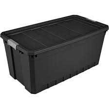 Sterilite 50 Gallon Black Stacker Tote Case Of 3 Storage Solution Great Organize Sterilite Sterilite Plastic Storage Totes Storage Boxes With Lids